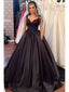 Elegant Black Straps Floor Length Wedding Dress, WD0511