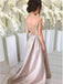 Simple V-neck Sleeveless High Low Sweep Trailing Silver Bridesmaid Dresses, BG166