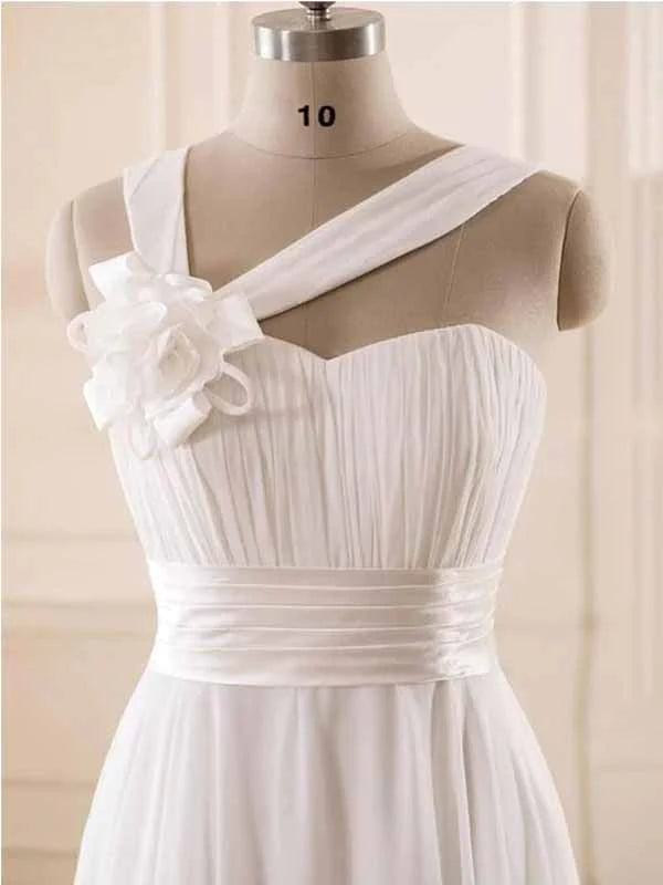 Sweetheart Chiffon Tulle SleevelessLong White Bridesmaid Dresses, BG172