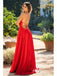 Spaghetti Straps Backless Satin Side Slit Evening Prom Dresses, BG183