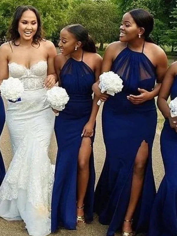 Navy mermaid top bridesmaid dresses