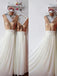 A-line Elegant Chiffon V-neck Sleeveless Floor Length Sequins Bridesmaid Dresses, BG190