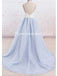 Elegant Spaghetti Straps A-line Sleeveless V-neck Long Prom Dresses Formal Dress, OL760