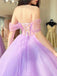 A-Line Sweetheart Neck Tulle Purple Long Prom Dress Formal Dresses, OL620