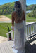White Sequins Long Prom Dresses Backless Mermaid Ivory Formal Graduation Evening Dresses with High Slit, OL622