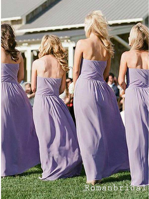 Elegant Sweetheart A-line Sleeveless Chiffon Lilac Bridesmaid Dresses, BG239