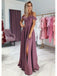 Elegant Off the Shoulder Spaghetti Straps A-line Long Prom Dress Evening Dress with Side Slit, OL656