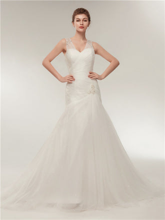 Mermaid Sweetheart Beading Elegant Wedding Dresses With Pleats WD0459