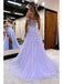 Off the Shoulder Tulle A-line Prom Dress Evening Dress with Side Slit, OL668