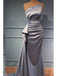 Elegant Mermaid One Shoulder Satin Prom Dresses Formal Dress with Beading, OL682