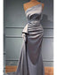 Elegant Mermaid One Shoulder Satin Prom Dresses Formal Dress with Beading, OL682