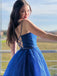 Blue A-Line Tulle Long Prom Dress Sparkly Formal Evening Dresses, OL676