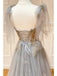 Charming Straps A-line Tulle Applique Long Prom Dresses Formal Dress, OL724
