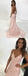 Mermaid Spaghetti Straps V-neck Pink Lace Backless Prom Dresses With Train, PD0557