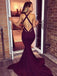 Mermaid V-Neck sleeveless modern evening party dress with tailing, Long prom dresses,  PD0102