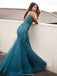 Mermaid Spaghetti Straps V-neck Sequins Backless Prom Dress, PD0596