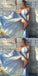 A-Line Halter Sleeveless Light Blue Chiffon Prom Dresses With Split, PD0698