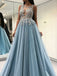 A-Line Sleeveless Appliques Open-back Prom Dresses With Pleats, PD0668