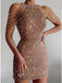 Sparkly Halter Off the Shoulder Sequin Short Homecoming Dresses Online, HD0595