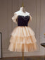 Elegant Off the Shoulder A-line Tulle Short Black Homecoming Dresses Online, HD0610