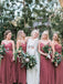 Charming V Neck Spaghetti Straps Chiffon Long Bridesmaid Dresses, BD0035