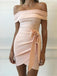 Sheath Off-shoulder Simple Homecoming Dresses With Belt, HD0525