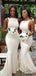 Elegant Off White Bateau Mermaid Sleeveless Satin Bridesmaid Dresses, BG240