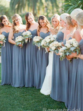 Simple Strapless Sweetheart Chiffon Bridesmaid Dresses, BG208