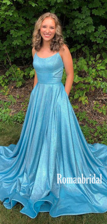 Sexy Spaghetti Straps A-line Cheap Long Prom Dresses,RBPD0121