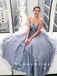 Simple A-Line Sweetheart Grey Tulle Cheap Long Prom Dresses,RBPD0103