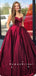 A-Line Sweetheart Dark Red Cheap Long Prom Dresses,RBPD0106