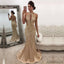 Champagne Sleeveless Crystals Backless Halter Mermaid Gorgeous evening Dress Long Prom Dress, PD0499