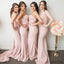 Newest Spaghettis Straps Backless Appliques Mermaid Sleeveless Pink Bridesmaid Dresses, BD0417