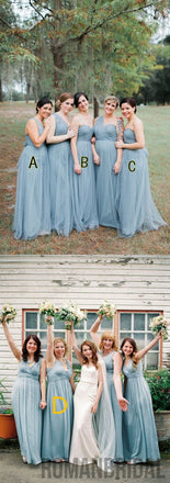 Wedding Party Long Blue V-Neck Modern Bridesmaid Dresses,Sleeveless Fashion bridesmaid dresses, BD0416