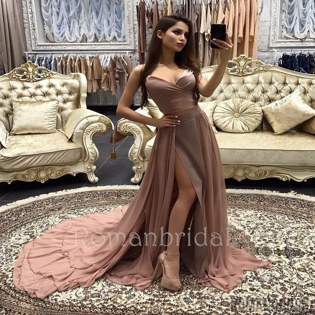 New Arrival Elegant Sweetheart Two Piece Evening Dress A-Line Prom Dress Long Prom Dresses Cheap Prom Dresses, PD0484