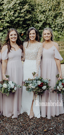 Newest Spaghetti Straps Chiffon Long Bridesmaid Dresses Online,RBWG0031