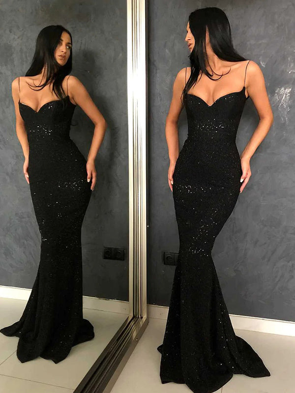 Sparkly Black Mermaid Sequins Prom Dress, WGP224