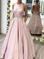 Pink Satin Long A-line Prom Dress, WGP178