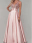 Sparkly A-line V-neck Sleeveless Satin Sequins Prom Dress, WGP235