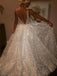 Sparkly Backless V-neck A-line Long Prom Dress, WGP236