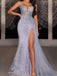 Elegant Mermaid Spaghetti Straps Tulle Prom Dress with Side Split, WGP241