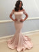 Pink Off Shoulder Mermaid Long Prom Dress, WGP190