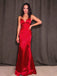 Elegant Spaghetti Straps V-neck Long Red Prom Dress, WGP269
