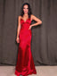 Elegant Spaghetti Straps V-neck Long Red Prom Dress, WGP269