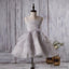 Cute Light Grey Organza Bustled Flower Little Girl Dresses, Cheap Flower Girl Dresses, FG057