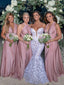 Simple V-neck Floor-length Long Bridesmaid Dresses Online,RBWG0056