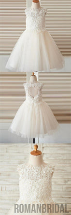 Open Back Top Lace Flower Girl Dresses, FG094
