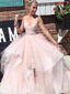 Elegant Spaghetti Straps V-neck A-line Tulle Prom Dress, WGP317