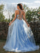 Elegant Sleeveless Blue Spaghetti Straps Applique Prom Dress, WGP319
