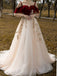 Red Spaghetti Straps Applique Tulle A-line Prom Dress, WGP335